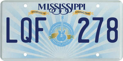 MS license plate LQF278