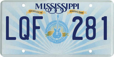 MS license plate LQF281