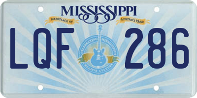 MS license plate LQF286