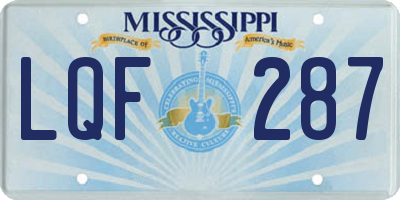 MS license plate LQF287