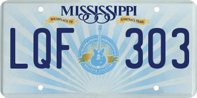 MS license plate LQF303