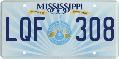 MS license plate LQF308