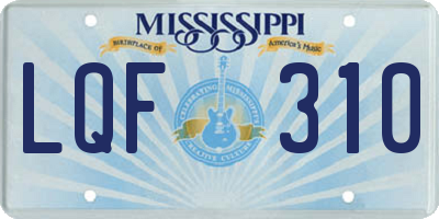 MS license plate LQF310