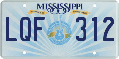 MS license plate LQF312