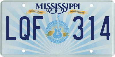 MS license plate LQF314