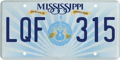 MS license plate LQF315