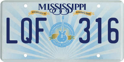 MS license plate LQF316