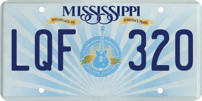 MS license plate LQF320