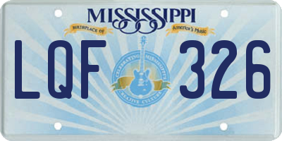 MS license plate LQF326