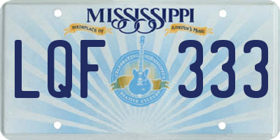 MS license plate LQF333