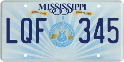 MS license plate LQF345