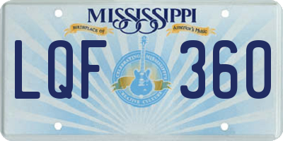MS license plate LQF360