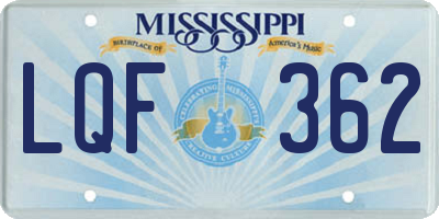 MS license plate LQF362
