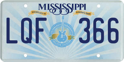 MS license plate LQF366