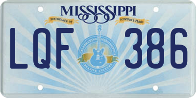 MS license plate LQF386