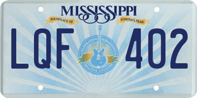 MS license plate LQF402