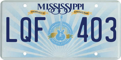 MS license plate LQF403