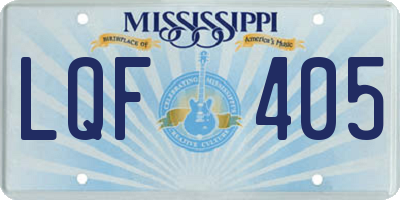 MS license plate LQF405