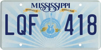 MS license plate LQF418
