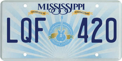MS license plate LQF420