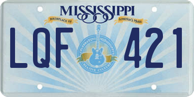 MS license plate LQF421