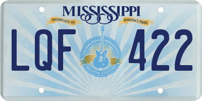 MS license plate LQF422