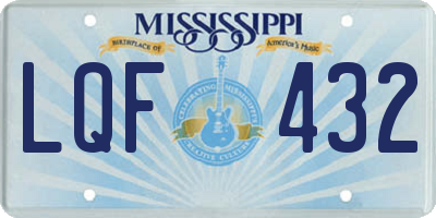 MS license plate LQF432