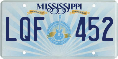 MS license plate LQF452