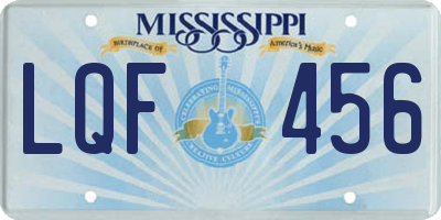 MS license plate LQF456