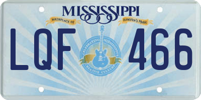 MS license plate LQF466