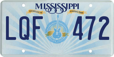 MS license plate LQF472
