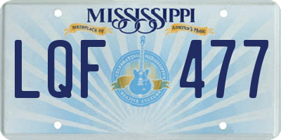 MS license plate LQF477