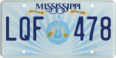 MS license plate LQF478