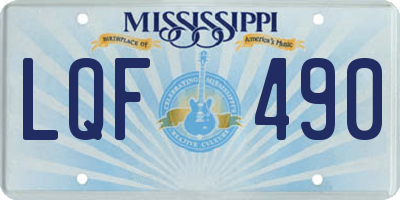 MS license plate LQF490