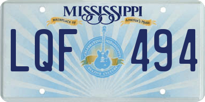 MS license plate LQF494