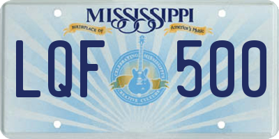 MS license plate LQF500