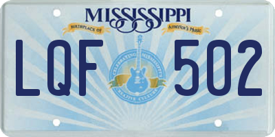MS license plate LQF502