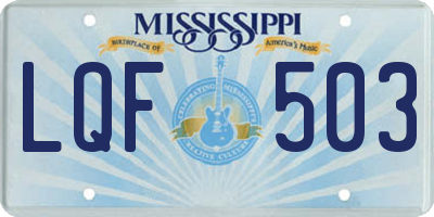 MS license plate LQF503