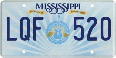 MS license plate LQF520