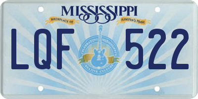 MS license plate LQF522