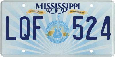 MS license plate LQF524