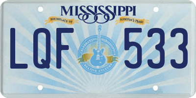 MS license plate LQF533