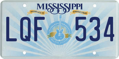 MS license plate LQF534