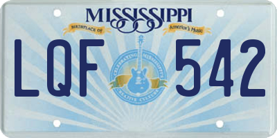 MS license plate LQF542