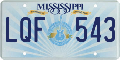 MS license plate LQF543
