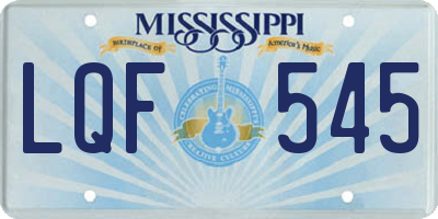 MS license plate LQF545