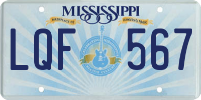 MS license plate LQF567