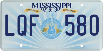 MS license plate LQF580