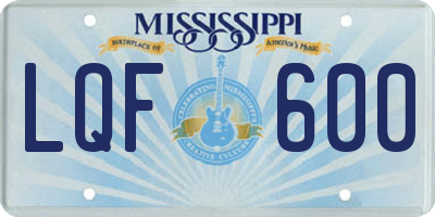 MS license plate LQF600
