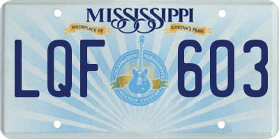 MS license plate LQF603